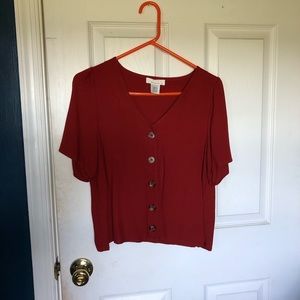 Deep red button up blouse